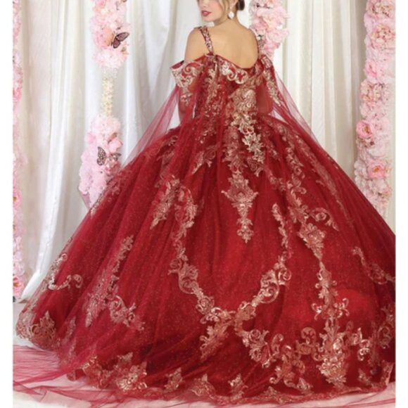 Quinceanera dress. Prom wedding burgundy or green formal ball gown with lace up - Picture 3 of 6